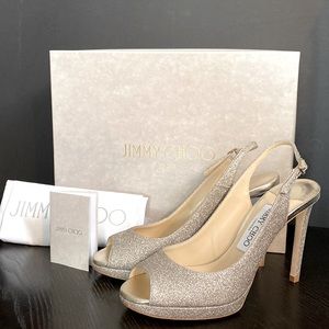 Jimmy Choo Platinum Ice Sling-back Peeptoe